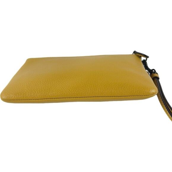 Coach Pebbled Leather Wristlet in Mustard Yellow - Picture 3 of 5